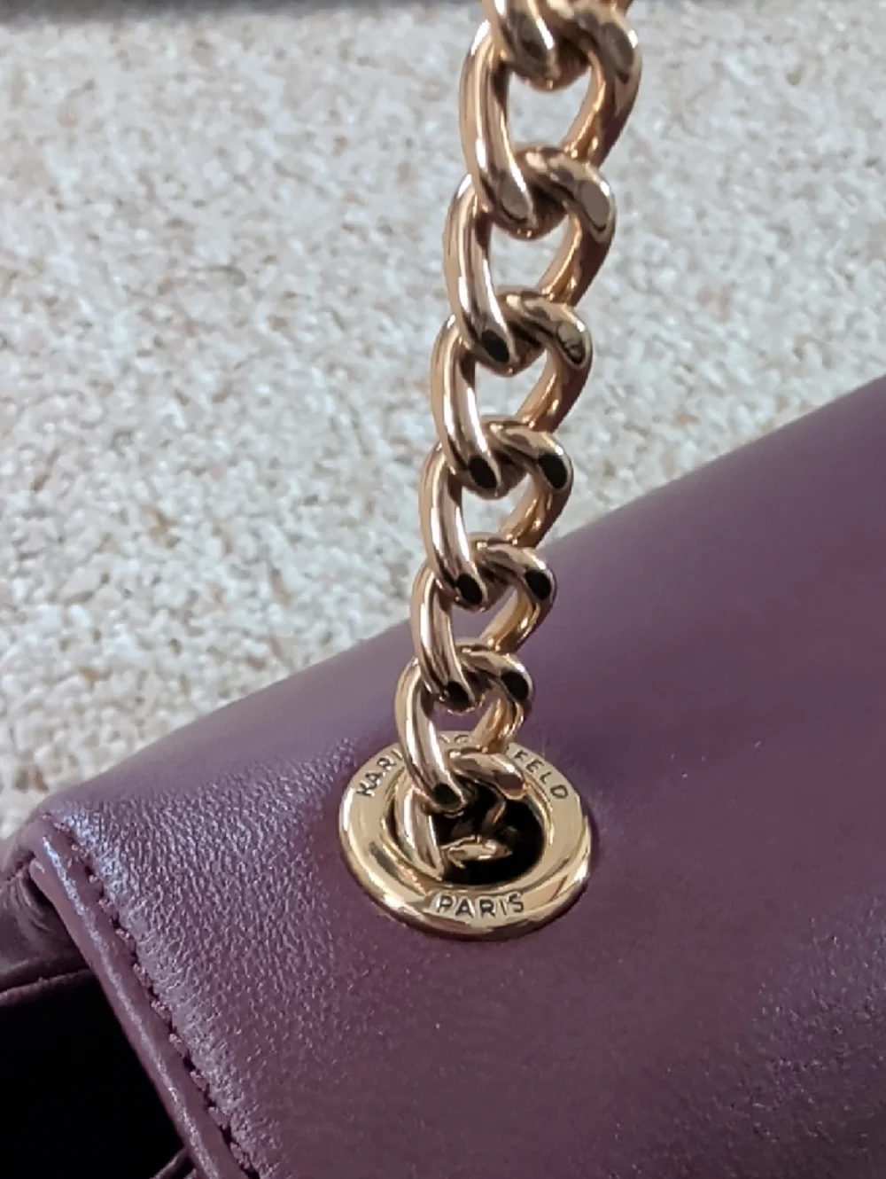 Karl Lagerfeld Plum Crossbody Shoulder Bag with Gold Hardware - Picture 5 of 6